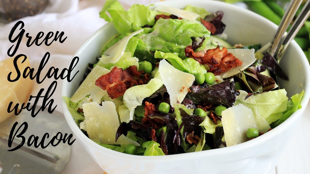 GREEN SALAD WITH SWEET PEAS, BACON & CHEESE RECIPE | SIMPLE SALAD RECIPES | INTHEKITCHENWITHELISA