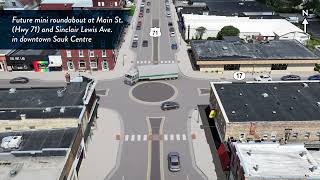 Highway 71 Sauk Centre: Future mini roundabout at Sinclair Lewis Ave.