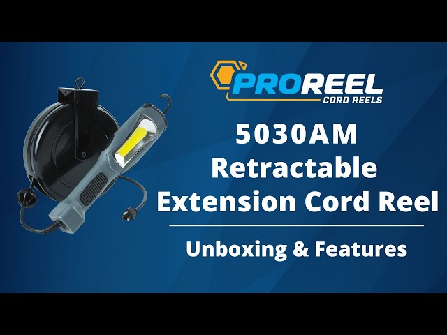 ProReel 30ft Retractable Cord Reel with LED Work Light - Alert 5030AM -  Unboxing and Features 