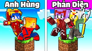 SINH TỒN 1 BLOCK CON TRAI SIÊU ANH HÙNG VS CON GÁI SIÊU PHẢN DIỆN TRONG MINECRAFT