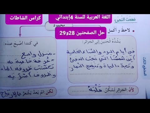 حل ص28 وص29 من كتاب الأنشطة في اللغة العربية السنة الرابعة إبتدائي