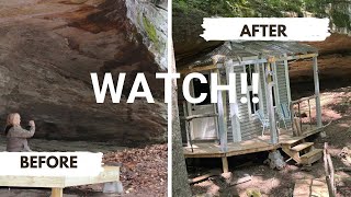 CABIN IN A CAVE COMPLETED! TIMELAPSE!#cabinbuild #smallhome #tinyhouse