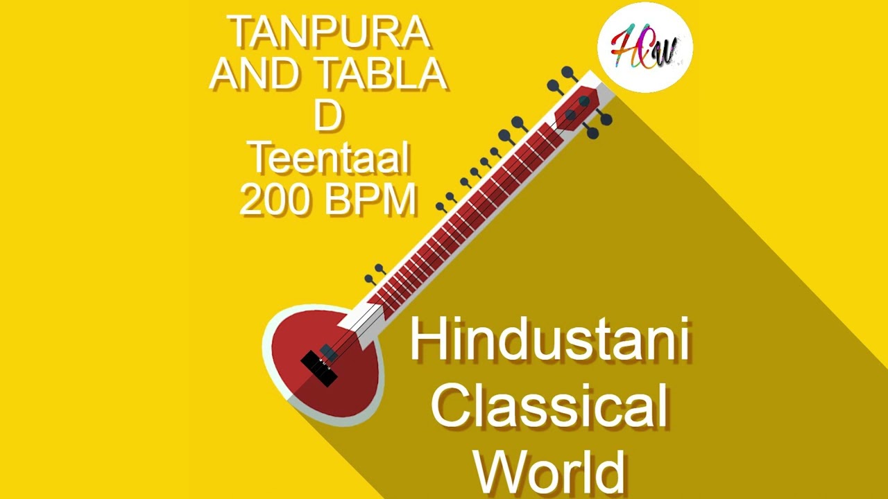 Tabla and Tanpura Scale D | Teen Taal 200 BPM Scale D