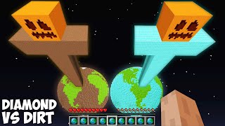 Super BIGGEST GOLEM FROM DIAMOND PLANET VS DIRT PLANET in Minecraft ? SUPER LONG SPACE GOLEM !