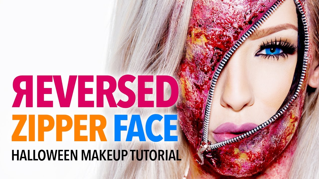 Reversed Zipper Face Halloween Makeup Tutorial YouTube
