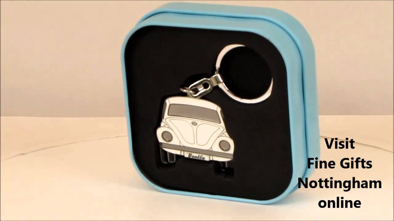 VW Beetle Keyring White - VW Collection by Brisa - Volkswagen Official Keyrings