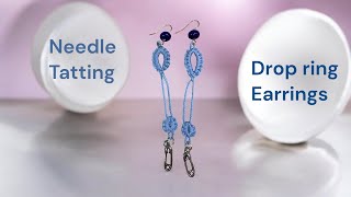 Needle tatted drop ring earrings #needletatting #diy