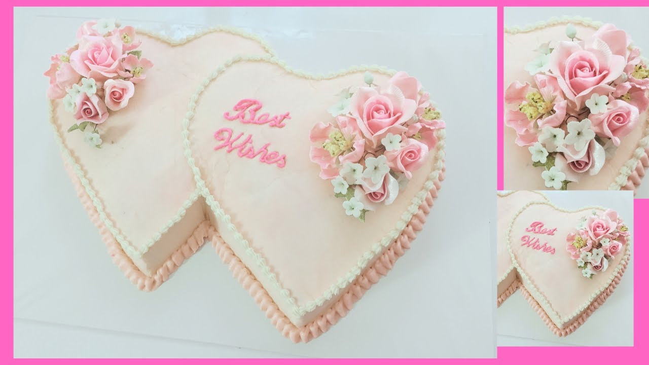 Engagement Heart Cake Design Heart Cake Double Hearts Cake YouTube