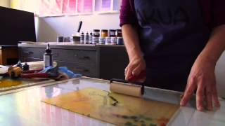 Hand-Pulled Monotype Printing with Akua Inks and Pin Press