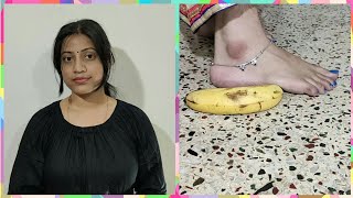 ASMR Crushing Banana #fruitcrushing # Banana crush by leg # Fruit crush