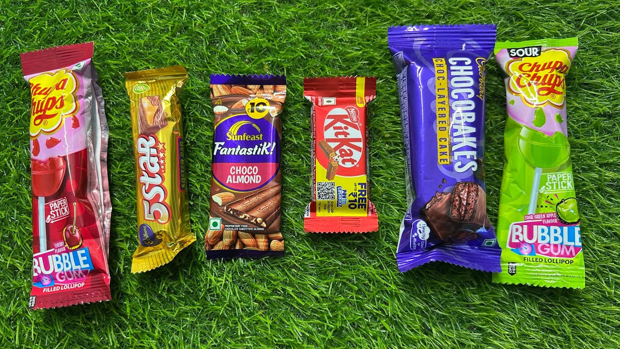 ASMR Most Popular Candys / some lots of colorful rainbow lollipop candy / unpacking chocolate eat