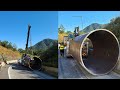 50T철판 벤딩 파이프 2000파이  나들목 적재물 사고.12 tons of truck pipes dropped.Сброшено 12 тонн грузовых труб.