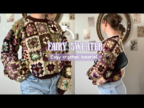 How to crochet a cute fairy granny square sweater🧚🏻 | beginner friendly tutorial |  thisfairymade (video tutorial)
