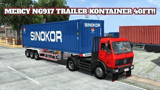 REVIEW MOD BUSSID TERBARU TRUK MERCY NG917 TRAILER ANGKUT KONTAINER 40FEET‼️👆😃 screenshot 3