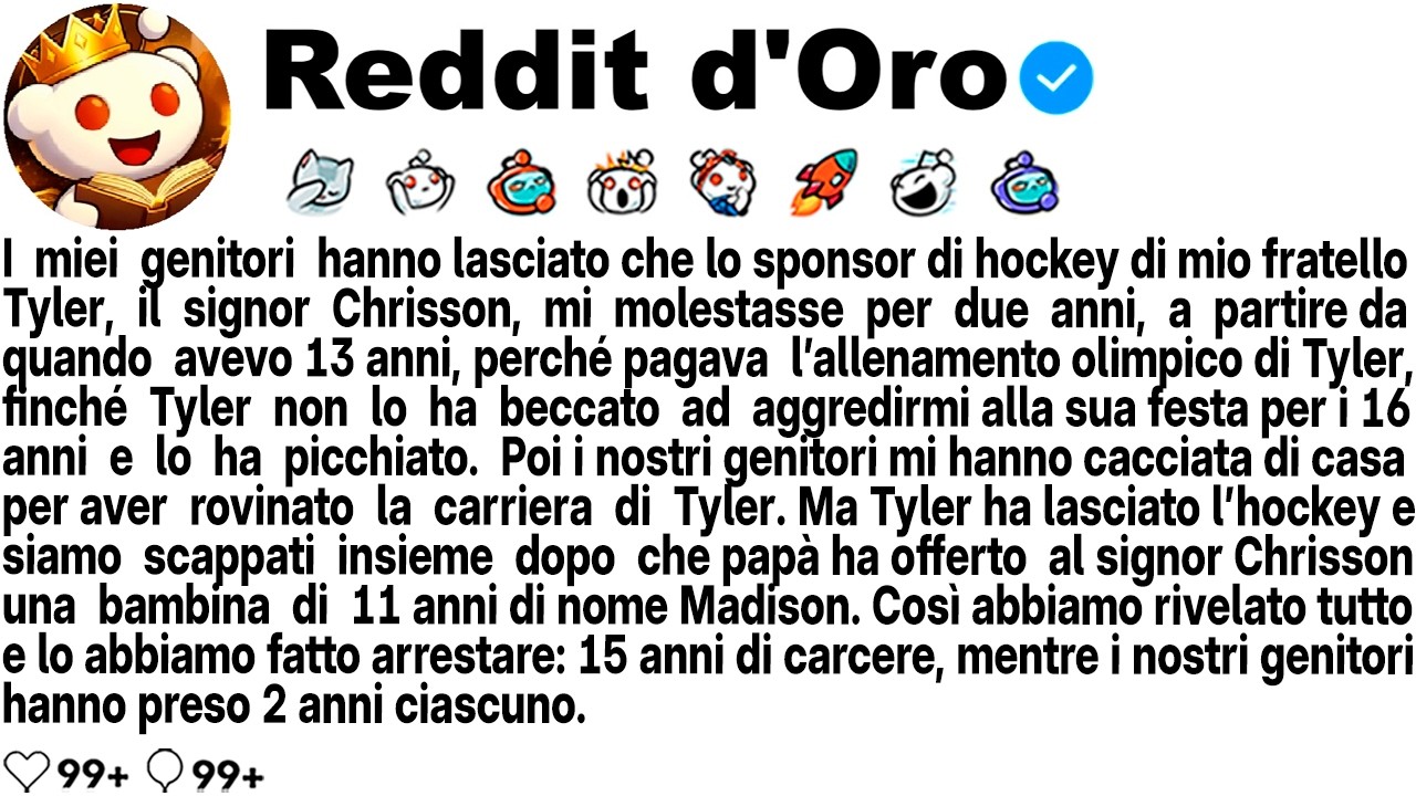 A tredici anni, il signor Chrisson, lo sponsor di hockey di mio fratello, ha iniziato a toccarmi. I miei genitori lo sapevano, ma chiudevano gli occhi perché pagava l'allenamento olimpico di...