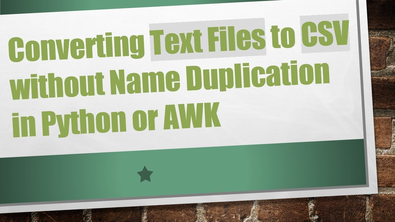 Converting Text Files to CSV without Name Duplication in Python or AWK