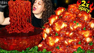 🔥 SPICY CAJUN SOFT BOILED EGG MUKBANG + 2x BULDAK NOODLES 🌶️ | EGG IN SEAFOOD SAUCE ASMR CHALLENGE 😱 screenshot 2