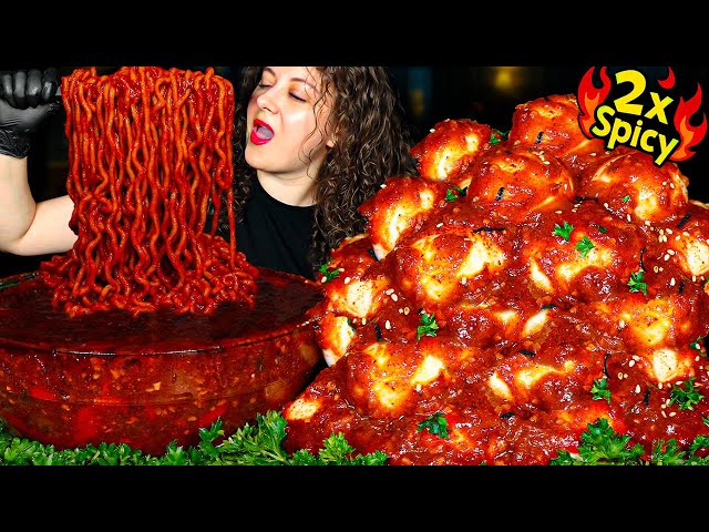 🔥 SPICY CAJUN SOFT BOILED EGG MUKBANG + 2x BULDAK NOODLES 🌶️ | EGG IN SEAFOOD SAUCE ASMR CHALLENGE 😱