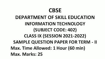 Cbse sample paper class 9 term 2 information technology fully solved