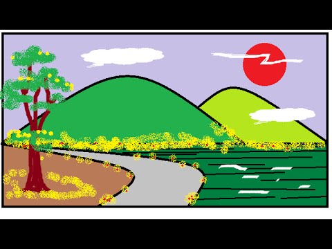 Menggambar Pemandangan Tutorial Paint Sd Mi Youtube Gambar Gunung Mengambar