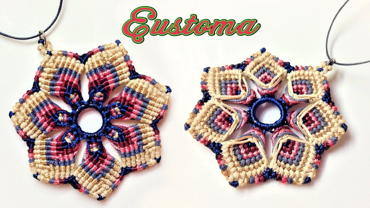 Macrame Tita tutorial: Two side Eustoma flower keychain - Hướng dẫn thắt dây móc khóa hoa Cát Tường