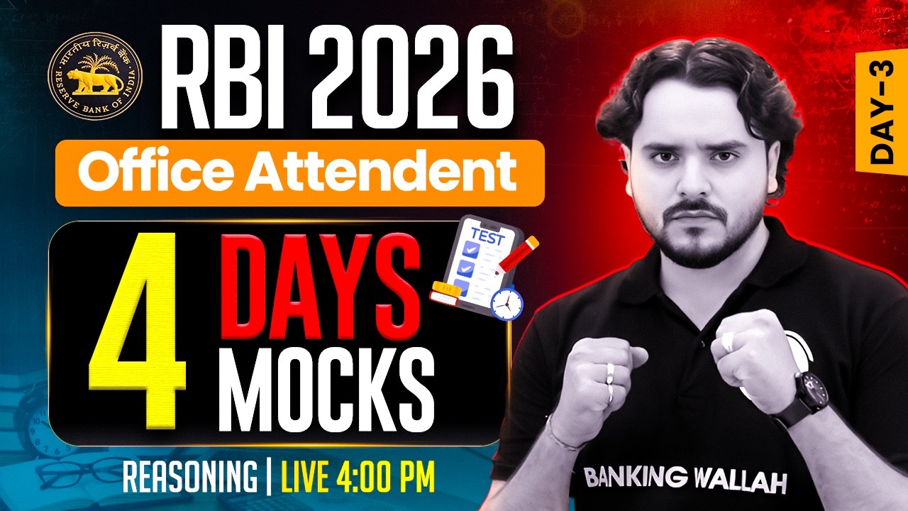 RBI Office Attendant 2026 | 4 Days 4 Mocks | RBI Office Attendant Reasoning Mock -3 | by Vidhu Sir