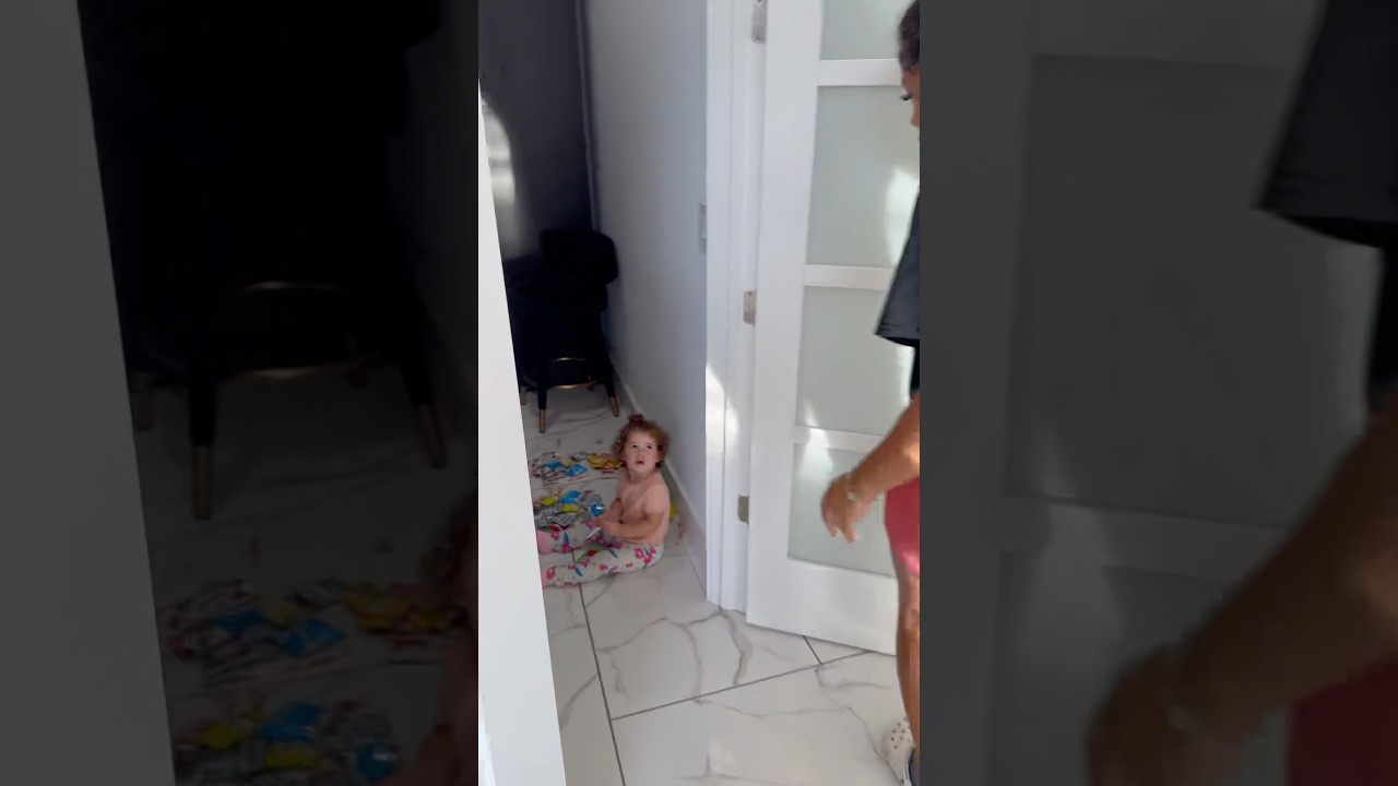 Mom and dad catch daughter hiding eating all the candy 