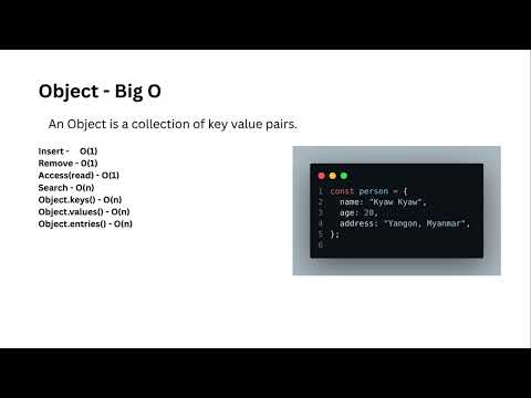 Javascript Array and Object - Big O Notation (Burmese)