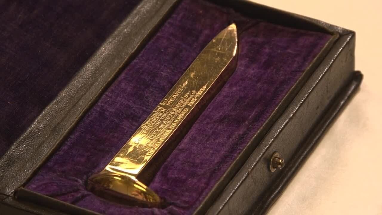 Alaska's golden railroad spike back home after 100 years - YouTube