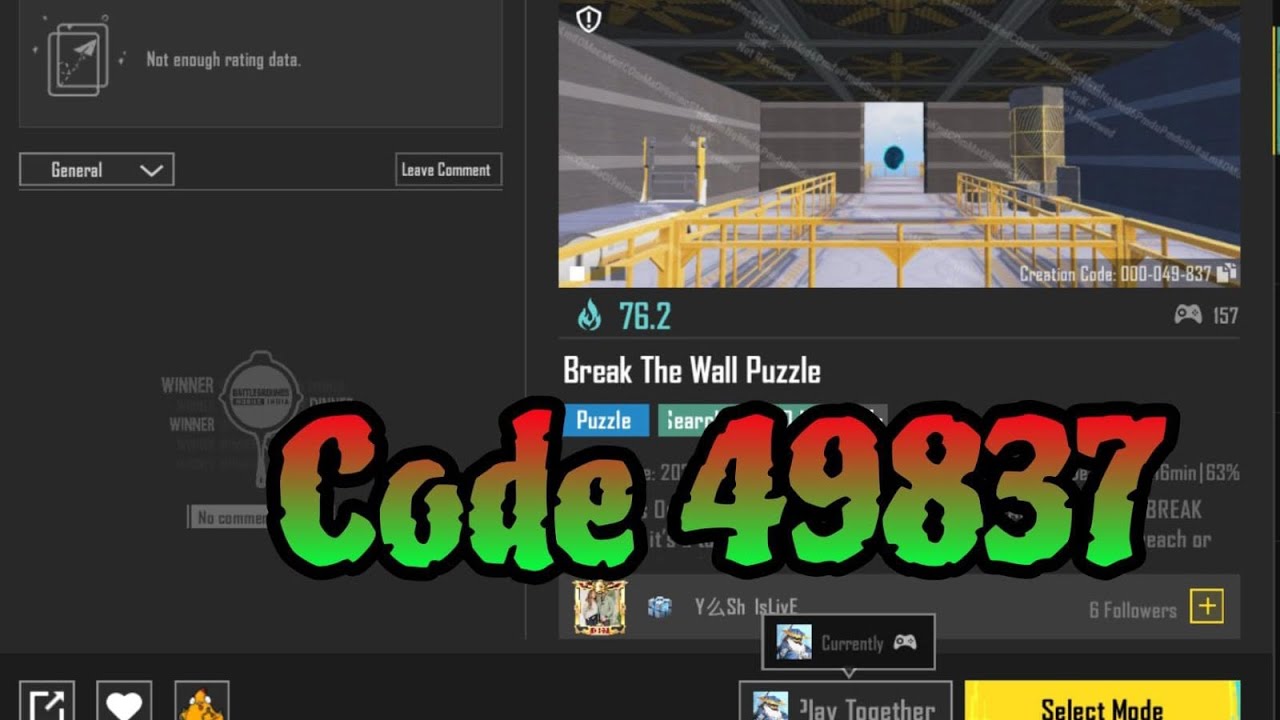 49837 wow mode BGMI | Break The Wall Puzzle wow mode BGMI/
