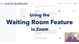 This video shows how to enable the waiting room feature in zoom. an
academic setting, can be useful for faculty and staff who need hold
of...