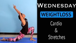 Wednesday Weight-loss | Daily Yoga | Cardio & Stretches | Yogalates with Rashmi