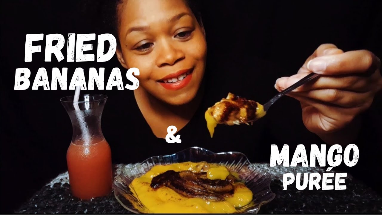 Quick FRUIT DESSERT! Fried Bananas w/ Mango Purée ASMR Fruit
