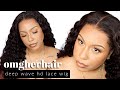 Oh She&#39;s BEAUTIFUL + EASY! | 13x6 Deep Wave HD Lace Wig| GLUELESS INSTALL | FT. OMGHERHAIR