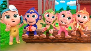 Five Little Monkey Jumping on the Bed | 5 Little Monkeys | Nursery Rhyme | Kids Song ๐ต๐ ๐ต๐