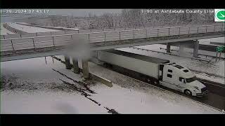 Lake Effect Snow Warning | Here's A Look At The Snow On I-90 in Ashtabula County.