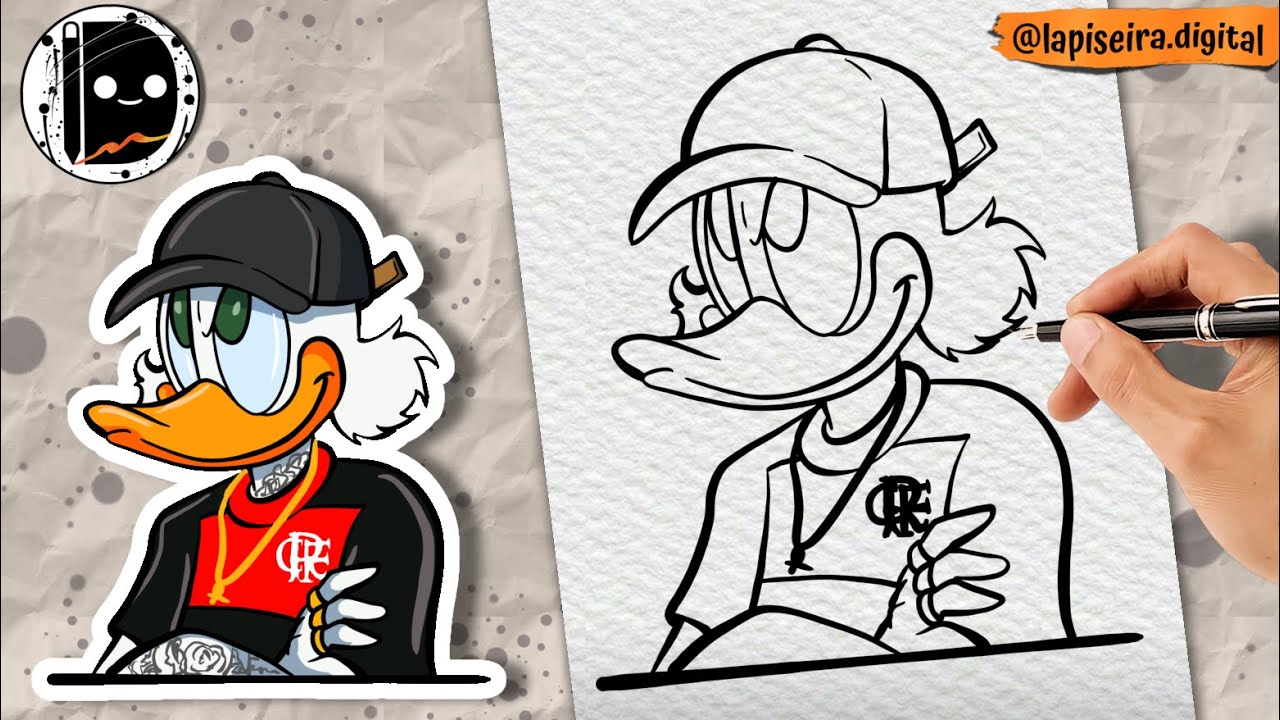 Como desenhar o Tio Patinhas com a camiseta do Flamengo passo a passo