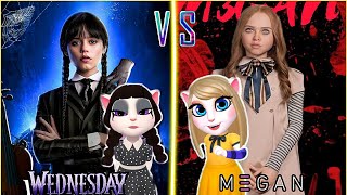 Wednesday Addams Jenna Ortega vS M3GAN Doll Scary 💛 My Talking Angela 2 cosplay makeover