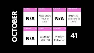 Weekly Calendar: October - Week 41