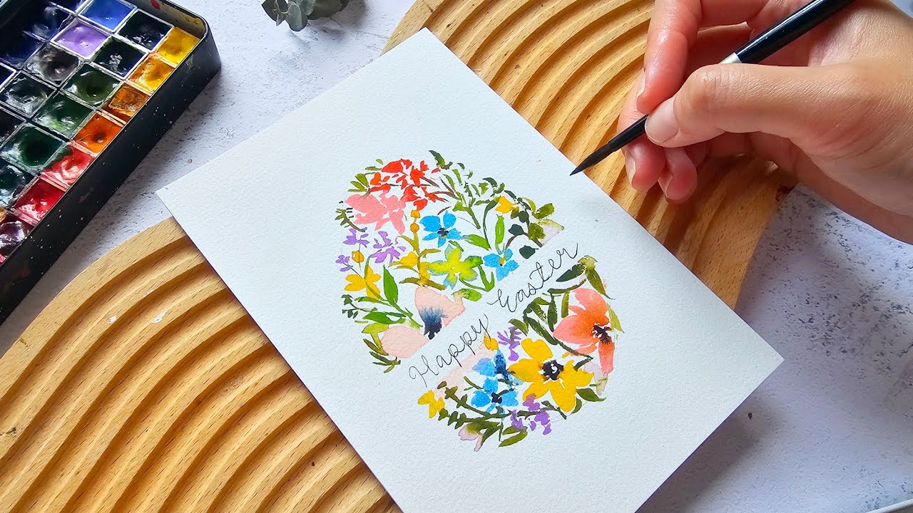 Watercolor Floral Easter Egg - YouTube