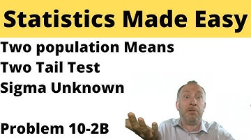 Statistics - Module 10 Video 3 - Two population means, Two tail test, σ unknown - Problem 10-2B