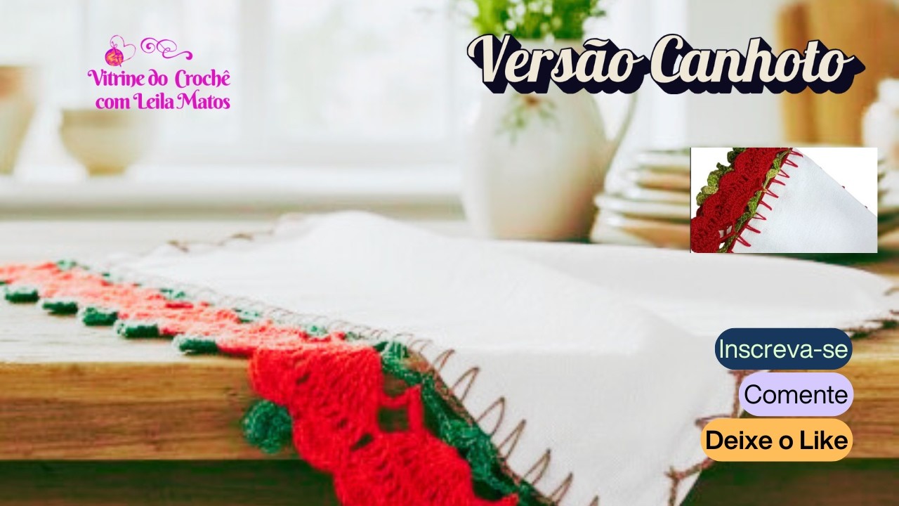Crochet Made Easy: Red Apple Border on a Dish Towel - Left-Handed