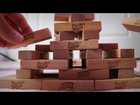 Stacking Wooden & Plastic Jenga Blocks for ASMR Relaxation & Sleep