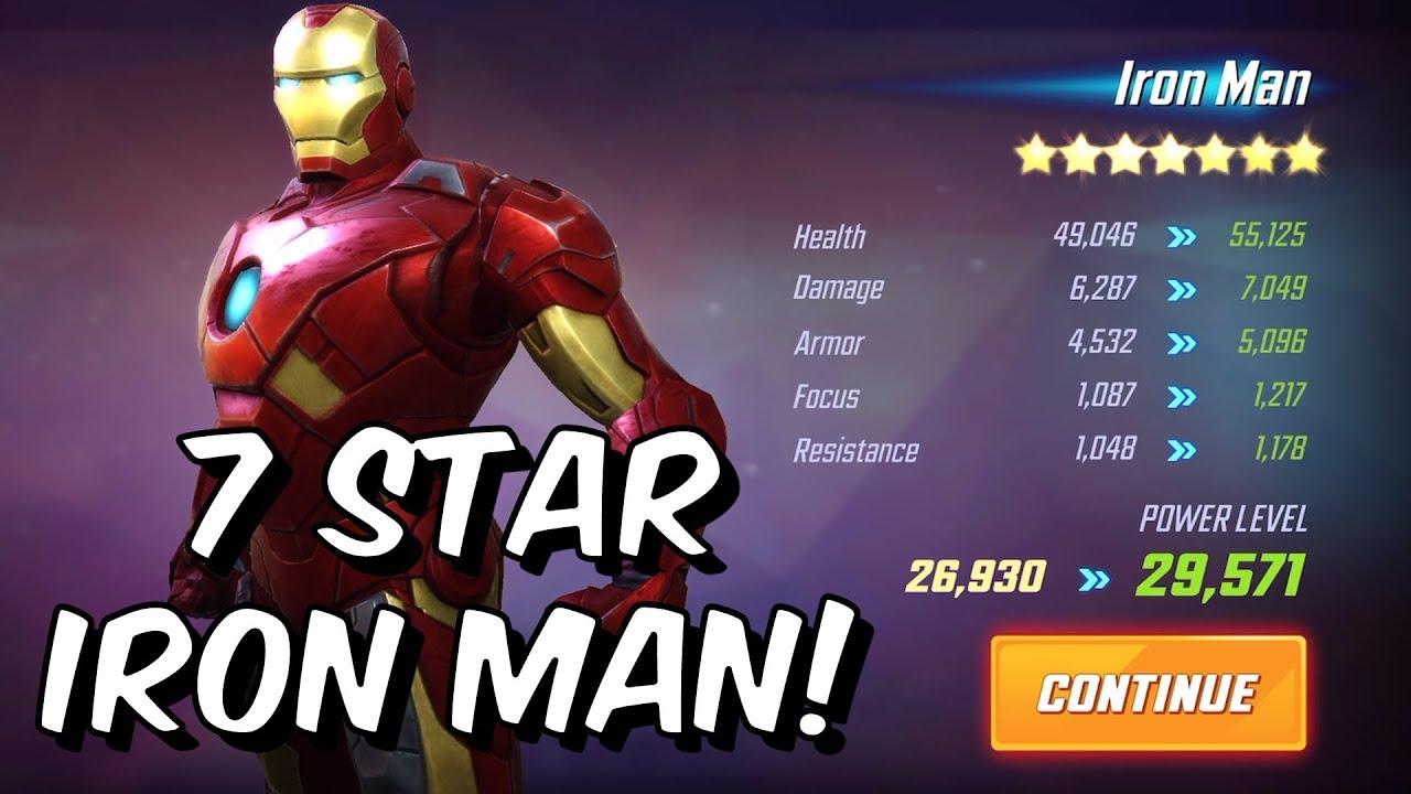 7 Star Iron Man Unlock Rank Up Gameplay Marvel Strike Force Youtube