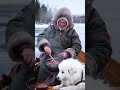 Siberian Grandma and Dog Cooking Meat Stew on a River Boat” #grandmacooks