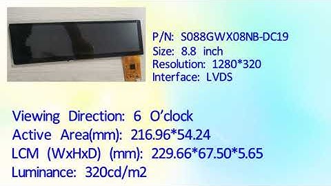 S088GWX08NB-DC19 bar type TFT LCD from CDTech
