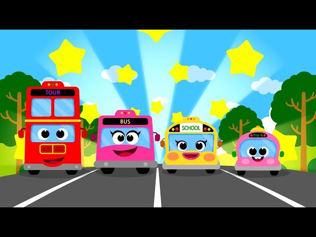 The Bus Family ♪ | Vroom Vroom ! | Nursery Rhymes Compilation 20m | Car Songs for Kids★TidiKids class=