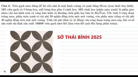 Toán 12:(Sở Thái Bình 2025)Viên gạch men dùng để lát nền nhà là một hình vuông có cạnh bằng 80cm
