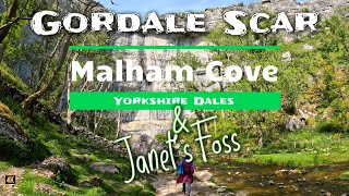 4K hike to Janet&#39;s Foss WATERFALL/Gordale Scar/Malham Cove/DRAMATIC CHASM/Yorkshire Dales