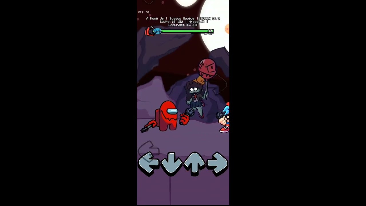 прошел первый уровень амогуса в фнф (0 misses)